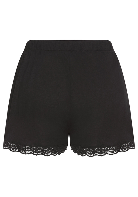 Bild: Schlafhose von LASCANA: Unifarbene Schlafshorts von Lascana. Elastischer Gummibund für Komfort. Verspielter Spitzenbesatz am Beinsaum. Legere Passform. Perfekt als Home- und Sleepwear. Weicher Single-Jersey aus Viskose.