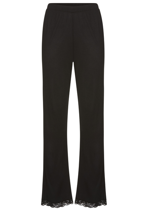 Bild: Schlafhose von LASCANA: Unifarbene lange Schlafhose von Lascana mit elastischem Gummibund. Zarte Spitze am Beinsaum. Gerade Beinform. Schön aus als Homewear. Angenehm weicher Single-Jersey aus Viskose.