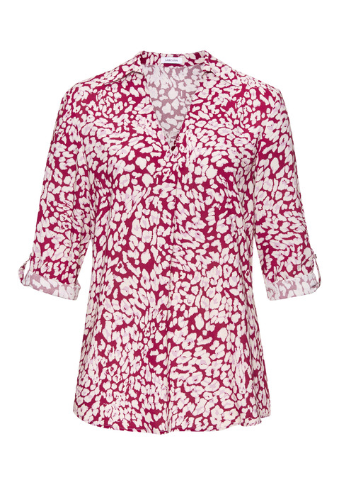 Bild: Schlupfbluse von LASCANA: Blusenshirt von Lascana. Tiefer V-Ausschnitt. Modischer Blusenkragen. 3/4-Ärmel mit Knopf und Riegel. Gerundeter Saumabschluss. Leichte, fließende Viskosequalität.
