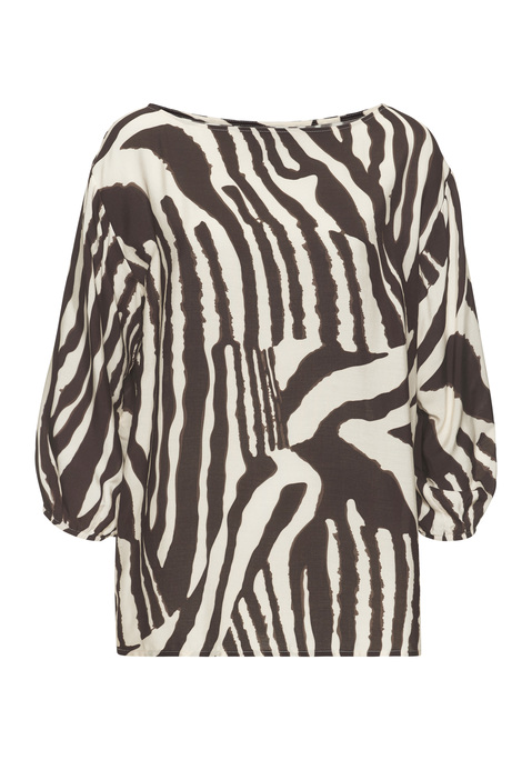 Bild: Schlupfbluse von LASCANA: Oversize-Bluse von Lascana. Alloverprint, jedes Teil ein Unikat. U-Boot-Ausschnitt. 3/4-Ärmel mit Gummizug am Saum. Leicht transparente Viskose.