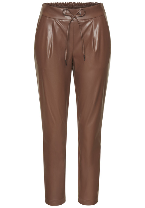 Bild: Schlupfhose von LASCANA: Joggpants von Lascana in Lederoptik. Gummizugbund mit glatter Front und Tunnelzug. Seitliche Eingrifftaschen. Schmal zulaufend geschnitten. Leicht glänzende Lederimitatqualität.