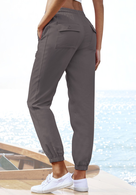 Bild: Schlupfhose von LASCANA: Bequeme Stoffhose von Lascana. Elastisches Bündchen mit Tunnelzug. Mit Seitentaschen und Backpockets. Gummibündchen am Beinabschluss. Lockerer Schnitt. Trageangenehme und leichte Qualität.