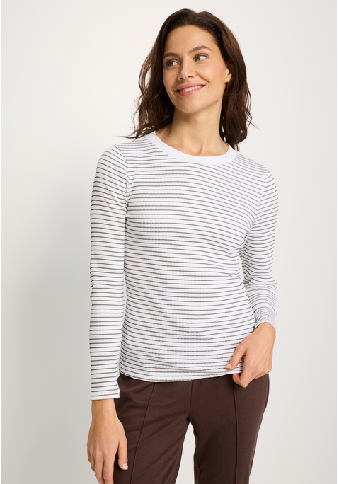 Bild: Langarmshirt von LASCANA: Gestreiftes Langarmshirt von Lascana mit bequemem Rundhalsausschnitt. Figurbetonte Passform. Passt gut zu Jeanshosen und -röcken. Weiche, elastische Rippware.