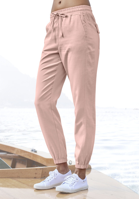 Bild: Schlupfhose von LASCANA: Bequeme Stoffhose von Lascana. Elastisches Bündchen mit Tunnelzug. Mit Seitentaschen und Backpockets. Gummibündchen am Beinabschluss. Lockerer Schnitt. Trageangenehme und leichte Qualität.