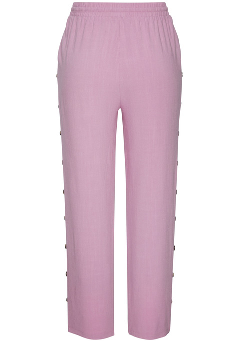Bild: Schlupfhose von LASCANA: Elegante Hose von Lascana. Besonderheit: der breite, elastische Bund mit Bindeband und die Leiste mit dekorativen Zierknöpfen in Hornoptik. Mit seitlichen Eingrifftaschen. Die schmal zulaufende Beinform sorgt für eine modische Optik. Trageangenehmer Viskose-Leinen-Mix.