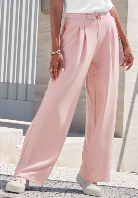 Bild: Schlupfhose von LASCANA: Unifarbene weite Schlupfhose von Lascana mit Zierdetail am Bund. Elastischer Bund mit Gürtelschlaufen. Praktische Eingrifftaschen mit Platz für Essentials. Bundfalten, gerades Bein. Schön zu T-Shirts. Bügelfreie Qualität mit feiner Struktur.