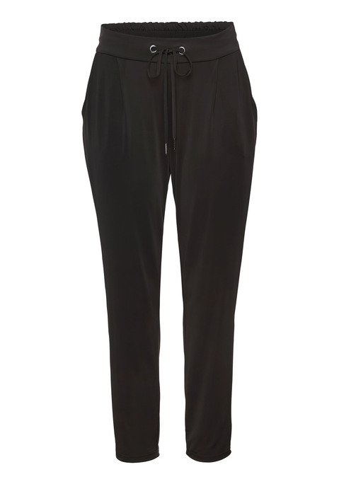 Bild: Schlupfhose von LASCANA: Hose von Lascana. Dehnbund mit Kordelzug vorn, Rückseite gesmokt. Seitliche Eingrifftaschen und Zier-Leistentaschen hinten. Schmal zu laufende Passform. Glatte, knitterarme Qualität.