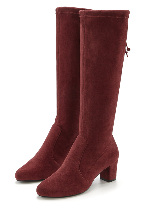 Bild: Schlupfstiefel von LASCANA: Stiefel mit Langschaft von LASCANA. Absatzhöhe ca. 6 cm. Obermaterial aus Microfaser. Futter und Decksohle aus Textil. Laufsohle aus Synthetik.