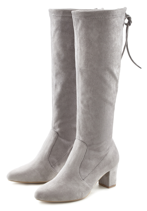 Bild: Schlupfstiefel von LASCANA: Stiefel mit Langschaft von LASCANA. Absatzhöhe ca. 6 cm. Obermaterial aus Microfaser. Futter und Decksohle aus Textil. Laufsohle aus Synthetik.