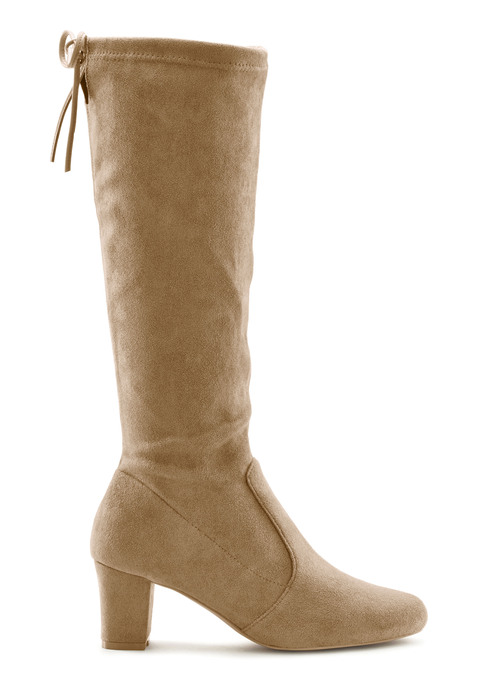 Bild: Schlupfstiefel von LASCANA: Stiefel mit Langschaft von LASCANA. Absatzhöhe ca. 6 cm. Obermaterial aus Microfaser. Futter und Decksohle aus Textil. Laufsohle aus Synthetik.