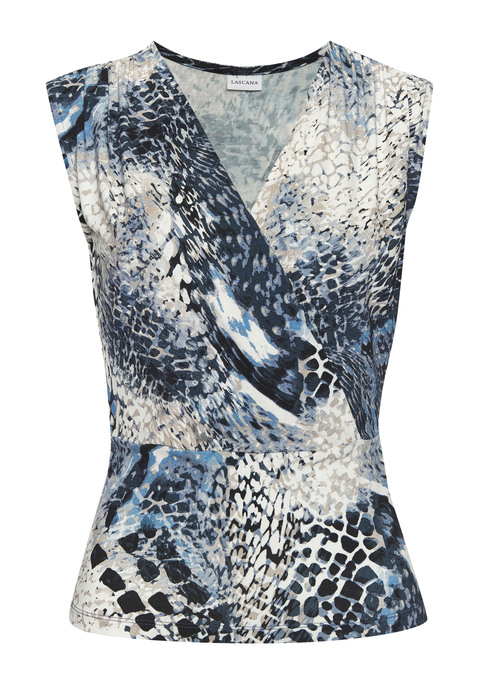 Bild: Shirttop von LASCANA: Blusentop von Lascana mit modischem Allover-Animalprint. Tiefer V-Ausschnitt in Wickeloptik. Dezente Raffung auf der Schulter. Schmeichelnde Taillennaht. Toll an heißen Tagen. Weiche, elastische Qualität.