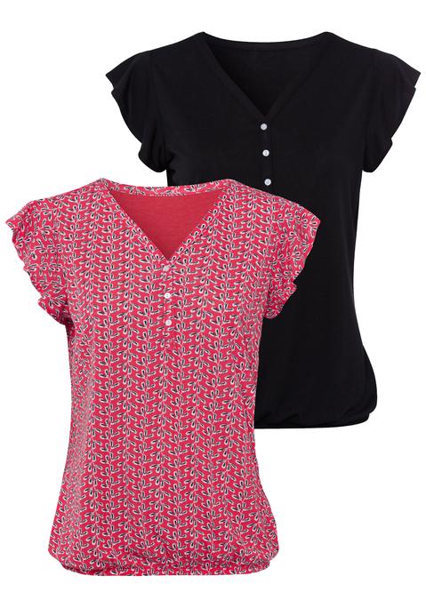 Shirttop von LASCANA in rot-gemustert