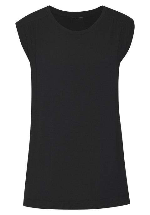 Bild: Shirttop von LASCANA: Top von Lascana. Vorverlegte Schulternähte mit dezenter Raffung. Rundhalsausschnitt mit Piping. Figurumspielend geschnitten. Viskosemix mit weichem Griff.