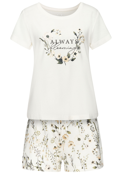 Bild: Shorty von LASCANA: Shorty-Pyjama von Lascana mit großem Front-Print. T-Shirt mit Rundhalsausschnitt. Locker geschnitten. Shorts allover bedruckt, mit elatischem Tunnelzugbund und seitlichen Eingrifftacshen. Trageangenehmer Jersey.