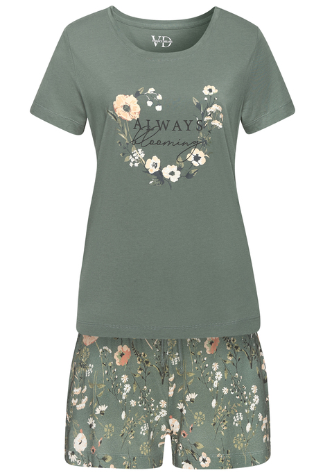 Bild: Shorty von LASCANA: Shorty-Pyjama von Lascana mit großem Front-Print. T-Shirt mit Rundhalsausschnitt. Locker geschnitten. Shorts allover bedruckt, mit elatischem Tunnelzugbund und seitlichen Eingrifftacshen. Trageangenehmer Jersey.