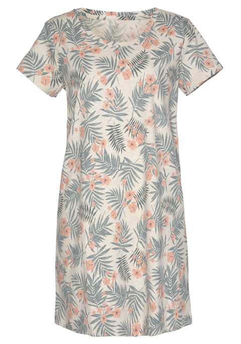 Bild: Sleepshirt von LASCANA: Kurzes Nachthemd mit Palmenprint und Rundhalsausschnitt. Angenehme Baumwollqualität.