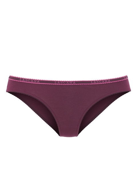 Bild: Slip von LASCANA: Bequeme Slips im praktischen 4er-Pack von Lascana. Weiches Logobündchen und Beinausschnitte mit kontrastfarbener Muschelborte. Aus trageangenehmer, elastischer Baumwolle.