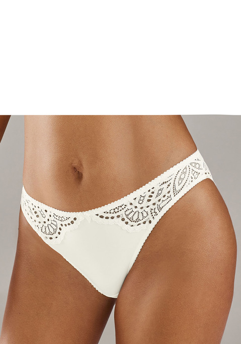 Bild: Slip von LASCANA: Verspielter Slip mit feiner, floraler Spitze und Zierschleife. Vorne aus weichem Microtouch-Material. Mit eingearbeitetem Baumwollzwickel. Passender BH aus der gleichen Serie erhältlich. Mit Liebe & Leidenschaft in Hamburg kreiert. Obermaterial: 82% Polyamid, 18% Elasthan.