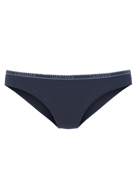 Bild: Slip von LASCANA: Bequeme Slips im praktischen 4er-Pack von Lascana. Weiches Logobündchen und Beinausschnitte mit kontrastfarbener Muschelborte. Aus trageangenehmer, elastischer Baumwolle.