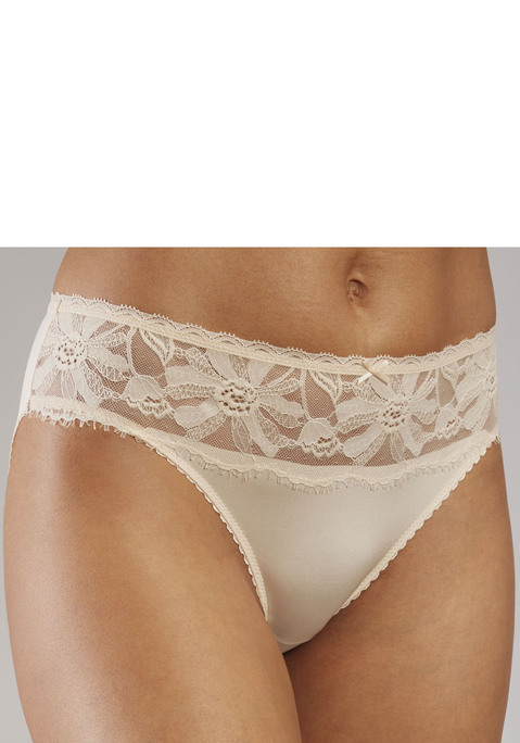 Bild: Slip von LASCANA: Femininer Slip in klassischer Schnittform. Aus Microtouch-Material mit Spitzeneinsätzen am Bund und hinten mittig. Mit feiner Zierschleife in der vorderen Mitte. Mit eingearbeitetem Baumwollzwickel. Mit Liebe & Leidenschaft in Hamburg kreiert. Aus 88% Polyamid, 12% Elasthan.