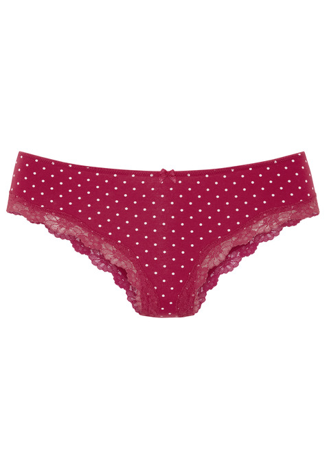Bild: Slip von LASCANA: Lascana Bikinislips im 3er-Pack. Mit kleiner Zierschleife vorn. Zarte Spitze am Beinausschnitt. Aus weicher Baumwoll-Stretch-Qualität.