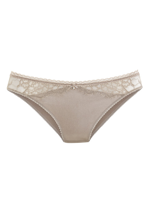 Bild: Slip von LASCANA: Hübscher Slip aus edler Qualität mit hohem Seidenanteil. Mit floralen, dezent transparenten Spitzeneinsätzen. Feine Zierschleife und edles Glitzeraccessoire  in der vorderen Mitte. Passende BHs aus der gleichen Serie erhältlich. Mit Liebe & Leidenschaft in Hamburg kreiert. Obermaterial: 50% Polyamid, 40% Seide, 10% Elasthan.