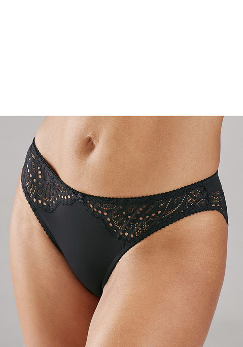 Bild: Slip von LASCANA: Verspielter Slip mit feiner, floraler Spitze und Zierschleife. Vorne aus weichem Microtouch-Material. Mit eingearbeitetem Baumwollzwickel. Passender BH aus der gleichen Serie erhältlich. Mit Liebe & Leidenschaft in Hamburg kreiert. Obermaterial: 82% Polyamid, 18% Elasthan.
