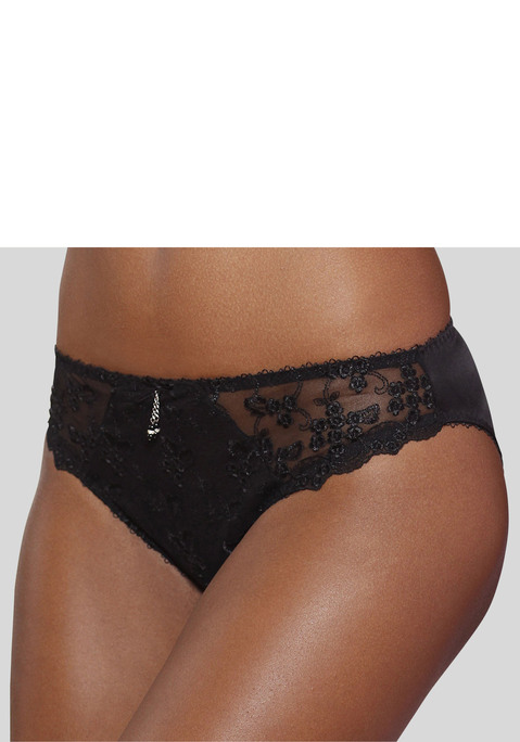 Bild: Slip von LASCANA: LASCANA: Slip leicht transparente Spitze im Vorderteil. Blickdichtes Microfaser-Material hinten. Dessous mit Baumwollzwickel. Aus 50% Polyamid, 30% Polyester, 20% Elasthan.