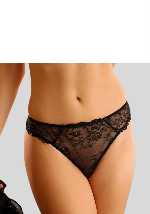 Bild: Slip von LASCANA: Verführerischer Slip aus Spitze in Blumenoptik von Lascana. Mit niedlichen Zierschleifen an der Seiten und Baumwollzwickel. Aus leicht transparentem Material. Aus 89% Polyamid, 11% Elasthan.