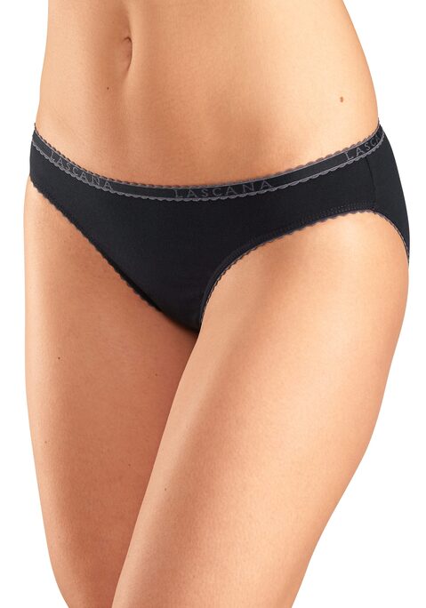 Bild: Slip von LASCANA: Bequeme Slips im praktischen 4er-Pack von Lascana. Weiches Logobündchen und Beinausschnitte mit kontrastfarbener Muschelborte. Aus trageangenehmer, elastischer Baumwolle.