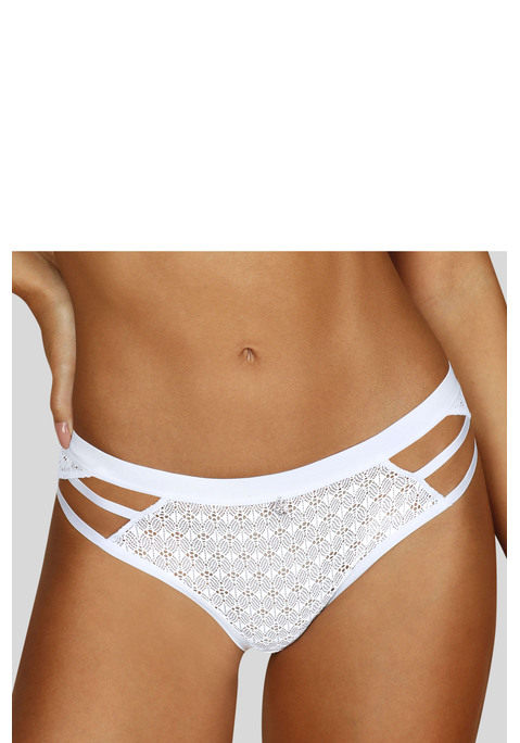 Bild: Slip von LASCANA: Modischer Slip mit edlem Metallaccessoire. Rundherum aus modischer, dezent transparenter Spitze. Verführerische Bänder-Optik im Vorderteil. Mit eingearbeitetem Baumwollzwickel. Mit passenden BHs aus der gleichen Serie erhältlich. Obermaterial: 83% Polyamid, 17% Elasthan.