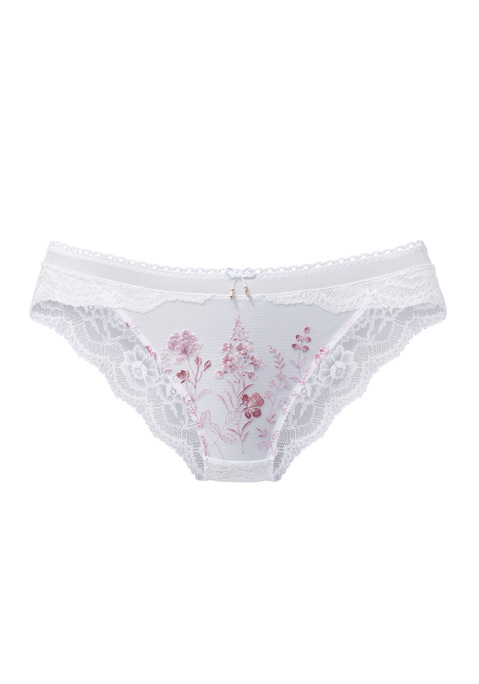 Bild: Slip von LASCANA: Femininer Slip mit feiner Zierschleife und hübschen Schmuckaccessoires. Mit bunten Blumen aus feiner Stickereispitze. Aus floraler Spitze und transparentem Soft-Mesh. Mit eingearbeitetem Baumwollzwickel. Mit Liebe & Leidenschaft in Hamburg kreiert. Obermaterial: 83% Polyamid, 10% Elasthan, 7% Polyester.