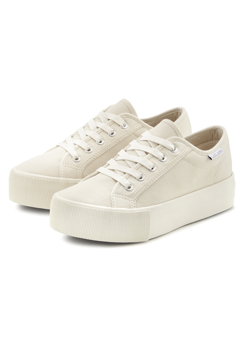 Bild: Sneaker von LASCANA: Sneaker aus Textil mit Plateausohle VEGAN von LASCANA. Rundet jedes Urlaubsoutfit ab. Weiche und bequeme Innensohle. Obermaterial, Futter und Decksohle aus Textil, Laufsohle aus Synthetik. Plateauhöhe 3,5 cm.