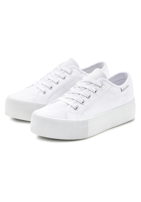 Bild: Sneaker von LASCANA: Sneaker aus Textil mit Plateausohle VEGAN von LASCANA. Rundet jedes Urlaubsoutfit ab. Weiche und bequeme Innensohle. Obermaterial, Futter und Decksohle aus Textil, Laufsohle aus Synthetik. Plateauhöhe 3,5 cm.