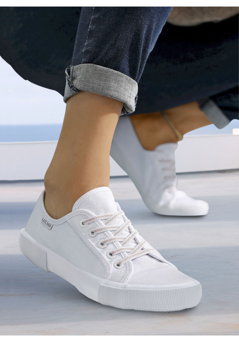 Bild: Sneaker von LASCANA: Sneaker mit stretchigen Schnürbändern VEGAN von LASCANA. Obermaterial, Futter und Decksohle aus Textil. Laufsohle aus Synthetik.