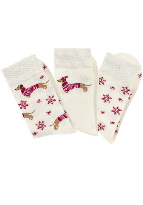 Bild: Socken von LASCANA: Im 3er-Pack: Socken von Lascana mit unterschiedlichen lustigen weihnachtlichen Motiven. Elastisches Material mit hohem Baumwollanteil.
