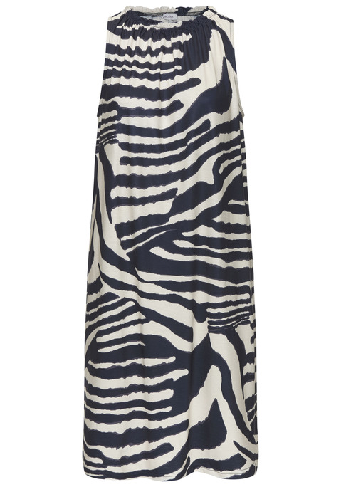 Bild: Sommerkleid von LASCANA: Ärmelloses Jerseykleid von Lascana in leichter, knieumspielender A-Form. Hoher Halsausschnitt mit Rüschenkante und Gummizug. Modischer Animalprint – jedes Teil ein Unikat. Elastische Jerseyware.