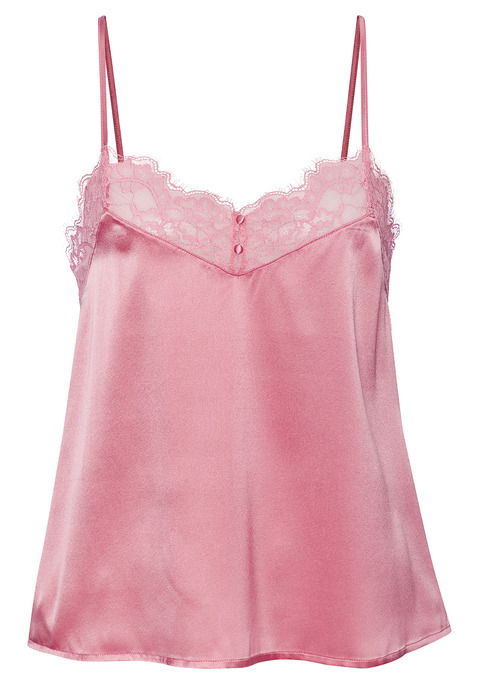 Bild: Spaghettitop von LASCANA: Feminines Seidentop aus edler Qualität. Florale, dezent transparente Spitze am Dekolleté. Einzigartige Knöpfchen in der vorderen Mitte. Mit passenden Unterteilen aus der gleichen Serie erhältlich. Mit Liebe & Leidenschaft in Hamburg kreiert. Sexy Dessous. Spitzen-Dessous. Romantische Dessous. Verspielte Dessous. Obermaterial: 87% Seide, 7% Polyamid, 6% Elasthan.