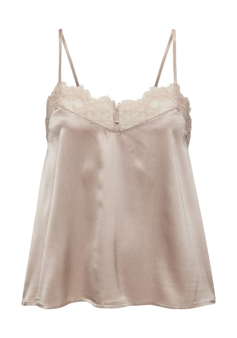 Bild: Spaghettitop von LASCANA: Feminines Seidentop aus edler Qualität. Florale, dezent transparente Spitze am Dekolleté. Einzigartige Knöpfchen in der vorderen Mitte. Mit passenden Unterteilen aus der gleichen Serie erhältlich. Mit Liebe & Leidenschaft in Hamburg kreiert. Sexy Dessous. Spitzen-Dessous. Romantische Dessous. Verspielte Dessous. Obermaterial: 87% Seide, 7% Polyamid, 6% Elasthan.