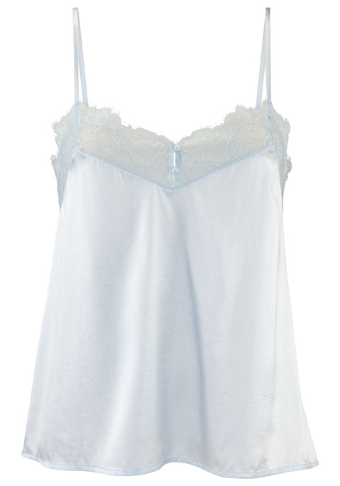 Bild: Spaghettitop von LASCANA: Feminines Seidentop aus edler Qualität. Florale, dezent transparente Spitze am Dekolleté. Einzigartige Knöpfchen in der vorderen Mitte. Mit passenden Unterteilen aus der gleichen Serie erhältlich. Mit Liebe & Leidenschaft in Hamburg kreiert. Sexy Dessous. Spitzen-Dessous. Romantische Dessous. Verspielte Dessous. Obermaterial: 87% Seide, 7% Polyamid, 6% Elasthan.