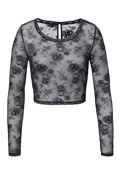 Bild: Spitzentop von LASCANA: Langarm-Spitzen-Top. Aus weicher elastischer Spitze. Toll zu kombinieren, auch als Outerwear.
