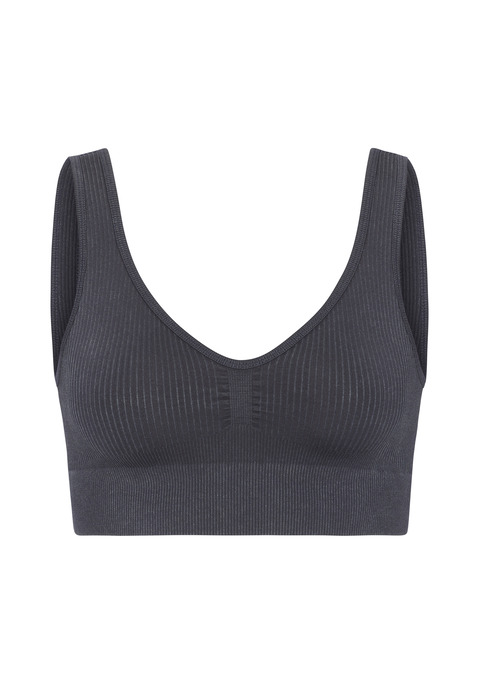 Bild: Sporttop von LASCANA: Nahtlios gearbeitetes Cropped-Top von Lascana Active. Rippstruktur. Breite, elastische Träger. Gerundeter V-Ausschnitt. Elastisches und atmungsaktives Funktionsmaterial.