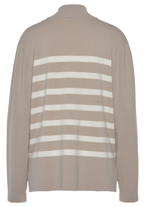 Bild: Stehkragenpullover von LASCANA: Pullover von Lascana mit Streifenmuster. Turtleneck-Stehkragen. Lange Ärmel mit leicht überschnittenen Schulternähten. Figurumspielende Passform. Weiche Feinstrickqualität.