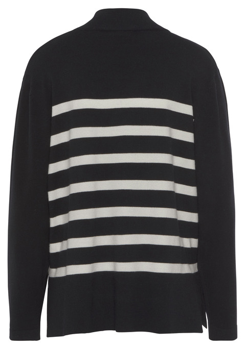 Bild: Stehkragenpullover von LASCANA: Pullover von Lascana mit Streifenmuster. Turtleneck-Stehkragen. Lange Ärmel mit leicht überschnittenen Schulternähten. Figurumspielende Passform. Weiche Feinstrickqualität.