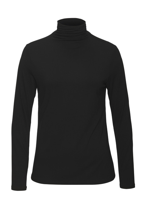 Bild: Stehkragenshirt von LASCANA: Longsleeve von Lascana im praktischen 2er-Pack. Eng anliegender Stehkragen mit Raffungen. Figurnahe Passform. Bequemer Viskosejersey mit weichem Griff und Stretchfaktor.