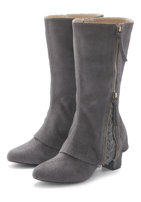 Bild: Stiefel von LASCANA: mit Zierreißverschluss. Abatzhöhe ca. 6 cm. Obermaterial und Futter aus Textil. Decksohle aus Lederimitat. Laufsohle aus Synthetik.