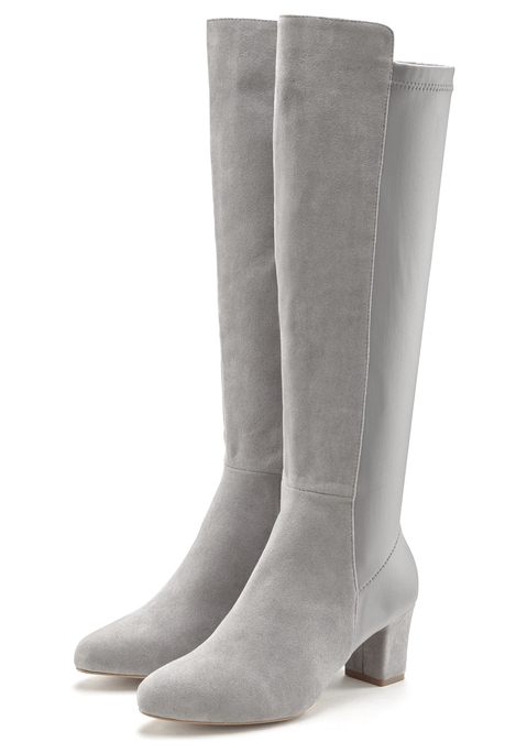 Bild: Stiefel von LASCANA: Stiefel mit Stretch und Blockabsatz von LASCANA. Absatzhöhe ca. 6 cm. Obermaterial aus Textil und Lederimitat. Futter aus Textil. Decksohle aus Lederimitat. Laufsohle aus Synthetik.