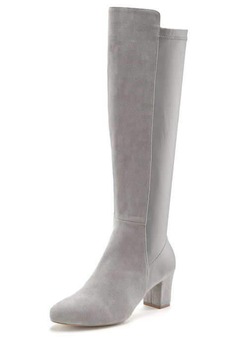 Bild: Stiefel von LASCANA: Stiefel mit Stretch und Blockabsatz von LASCANA. Absatzhöhe ca. 6 cm. Obermaterial aus Textil und Lederimitat. Futter aus Textil. Decksohle aus Lederimitat. Laufsohle aus Synthetik.