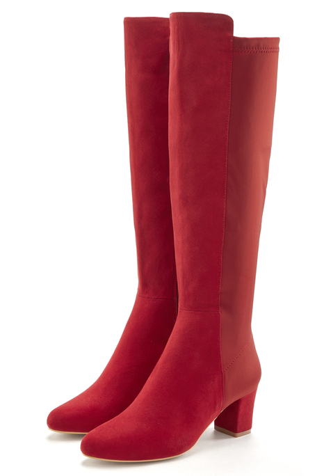 Bild: Stiefel von LASCANA: Stiefel mit Stretch und Blockabsatz von LASCANA. Absatzhöhe ca. 6 cm. Obermaterial aus Textil und Lederimitat. Futter aus Textil. Decksohle aus Lederimitat. Laufsohle aus Synthetik.
