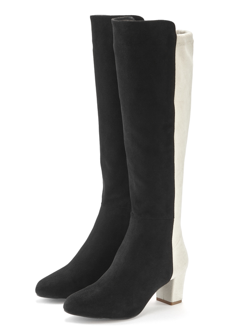 Bild: Stiefel von LASCANA: In zweifarbiger Optik: Langschaft-Stiefel von Lascana. Bequemer Blockabsatz und Reißverschluss zum besseren Einsteigen. Idealer Begleiter für Freizeit und Büro mit vielen Kombimöglichkeiten: zu Jeans, Kleidern und Röcken. Anschmiegsames Velourslederimitat.